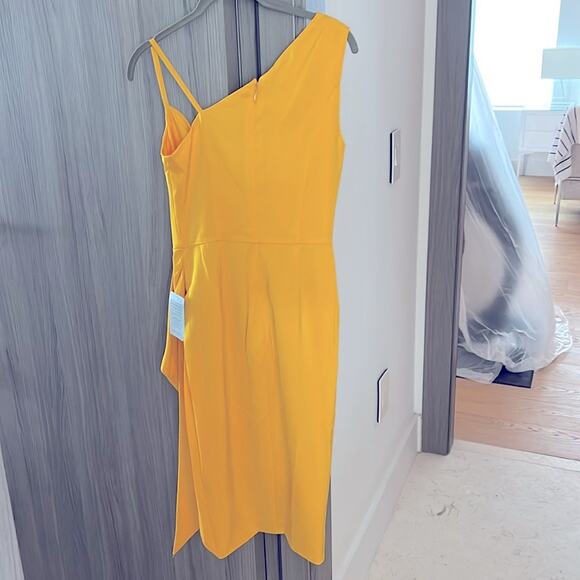 NWT $190 LAVISH ALICE yellow Emma dress cowl neck wrap slit front midi U… - Picture 7 of 9